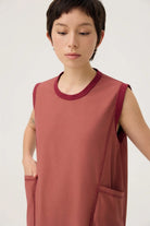 3EIGHTH | Cocoon Jersey Reversible Dress in Burgundy & Sappanwood