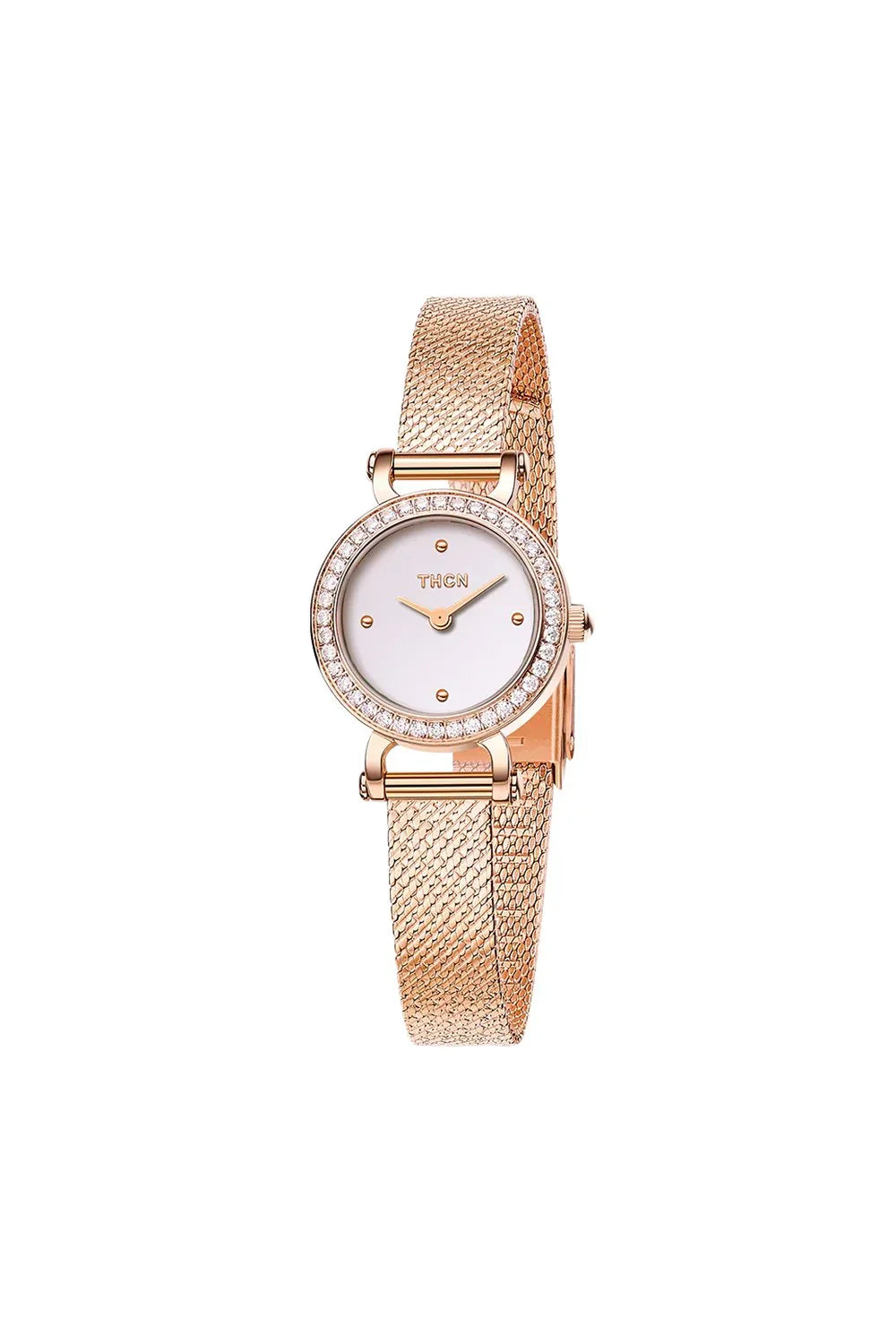 BLACK BY BLUE BRAVE | THCN C· I Eggshell White Dial Rose Gold Mesh Band Watch