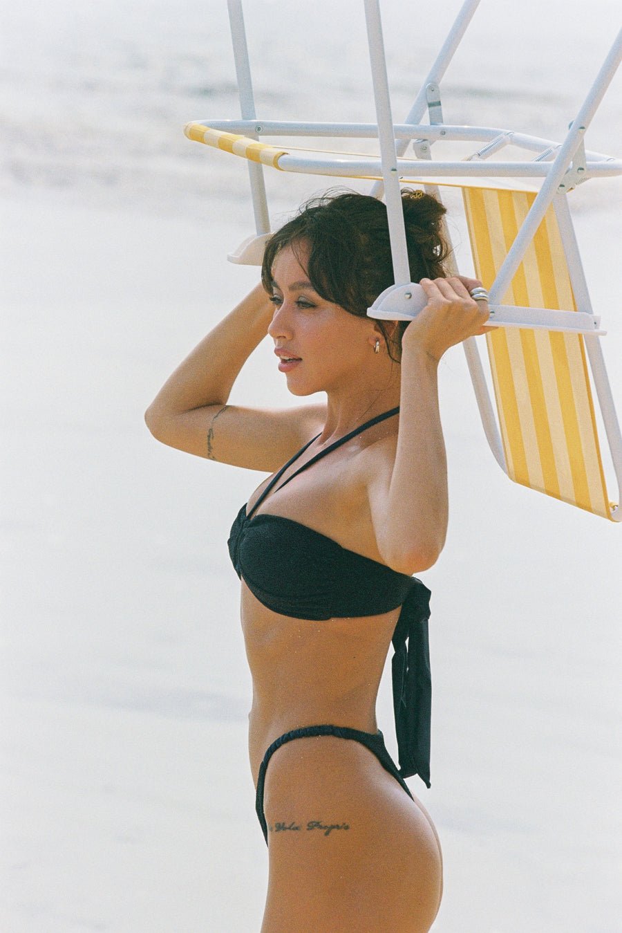 HÁI THE LABEL | Stardust Ruched Thong Bikini Bottom Navy