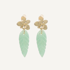 THE ANTECEDANT STORE | E - Green Aventurine Orchid Leaf Earrings