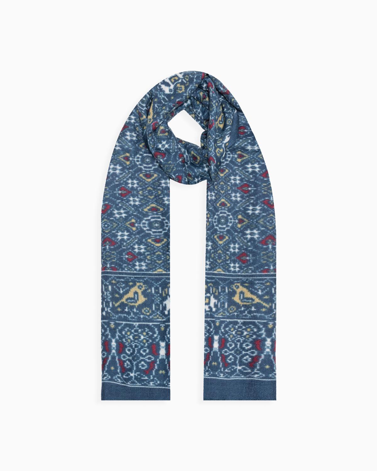 QUEENMARK | AN Patola Ikat Print Light Blue Red Dots