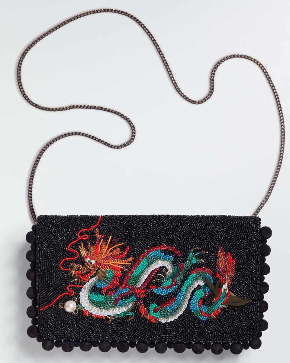 SOICOCO | Handbeaded Foldover Clutch - Dragon