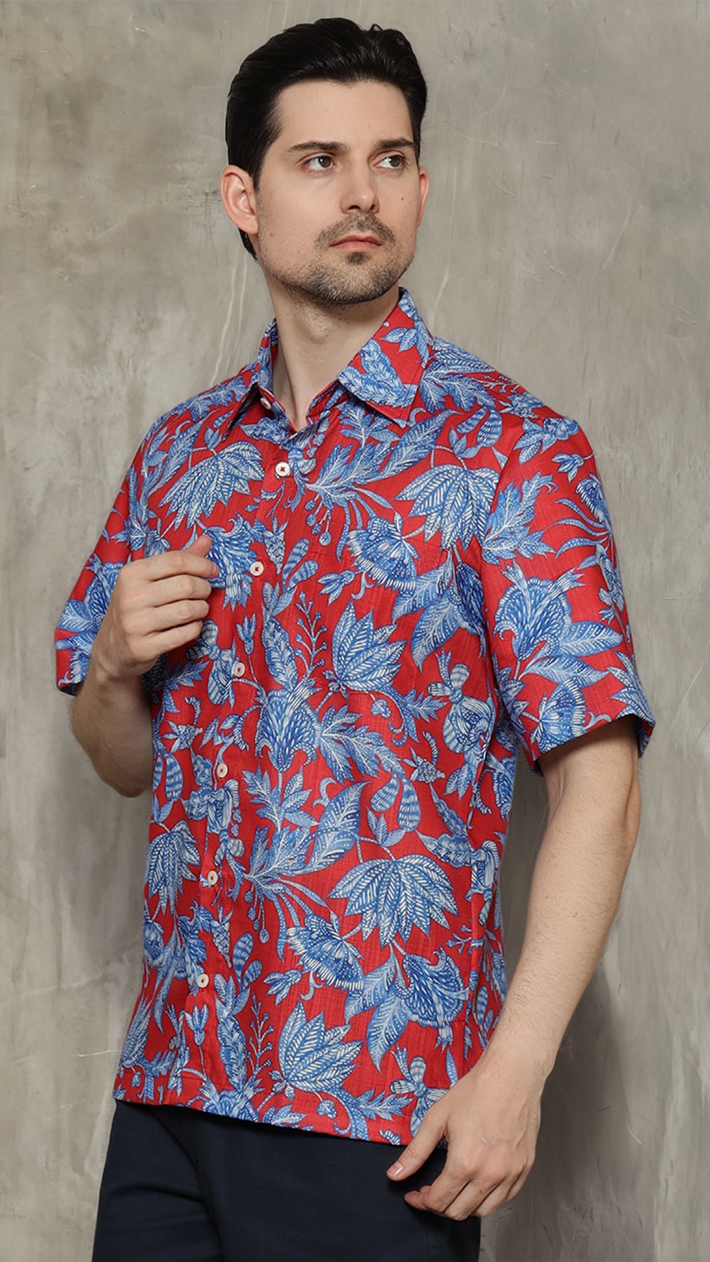 KANZI COLLECTION | Blue Foliage Shirt