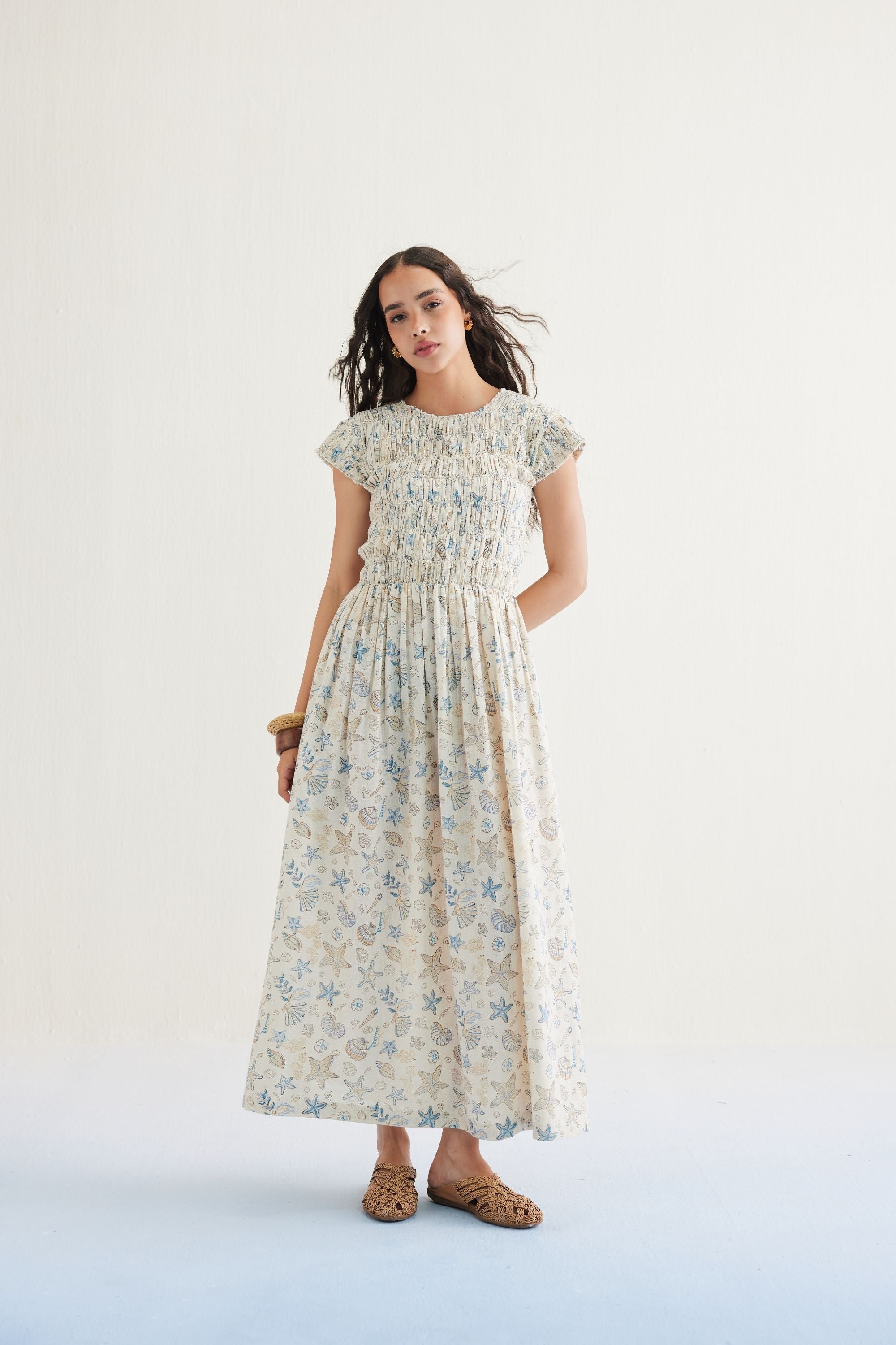 SUI | Pearly Ocean Handwoven Kala Cotton Maxi Dress