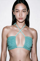 HAI THE LABEL | Summer Bliss | Drawstring Criss-Cross Bandeau Top - Jelly Teal
