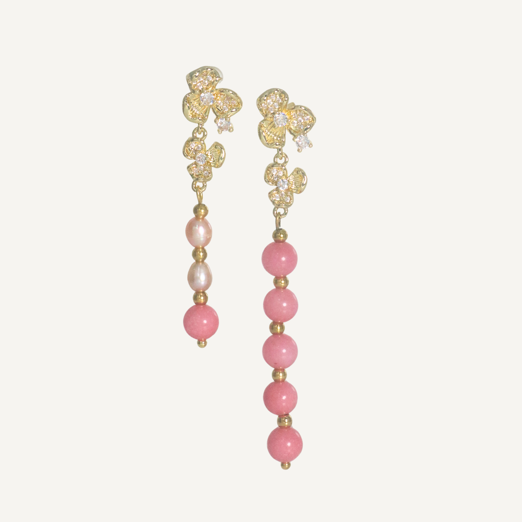 THE ANTECEDANT STORE | E - Asymmetrical Pearl And Agate Orchid Earrings