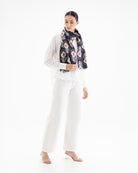 QUEENMARK | AN Patola Ikat Print Blue Orange Dots