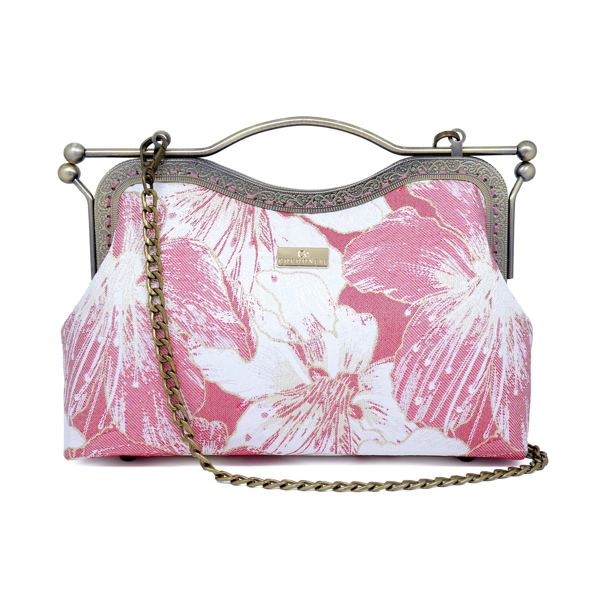 COCOONESE | Dual Lock Metal Handle Bag - Gold Lily