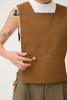 3EIGHTH | GYAKU 2-Way Reversible Vest in Black & Caramel