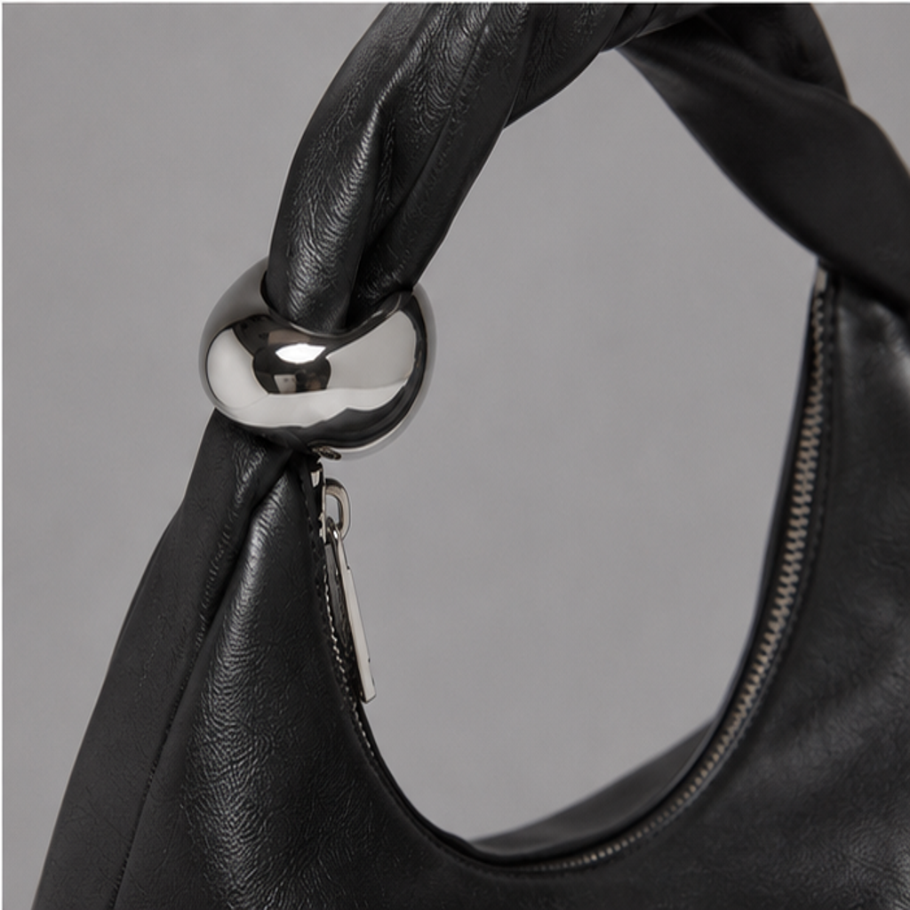 WU HAUS | Orbit Lightweight Black Leather Sculptural Bag