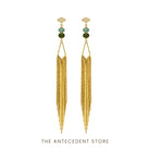 THE ANTECEDENT STORE | Ginkgo Tassel Earrings With Green Chalcedony & Green Aventurine
