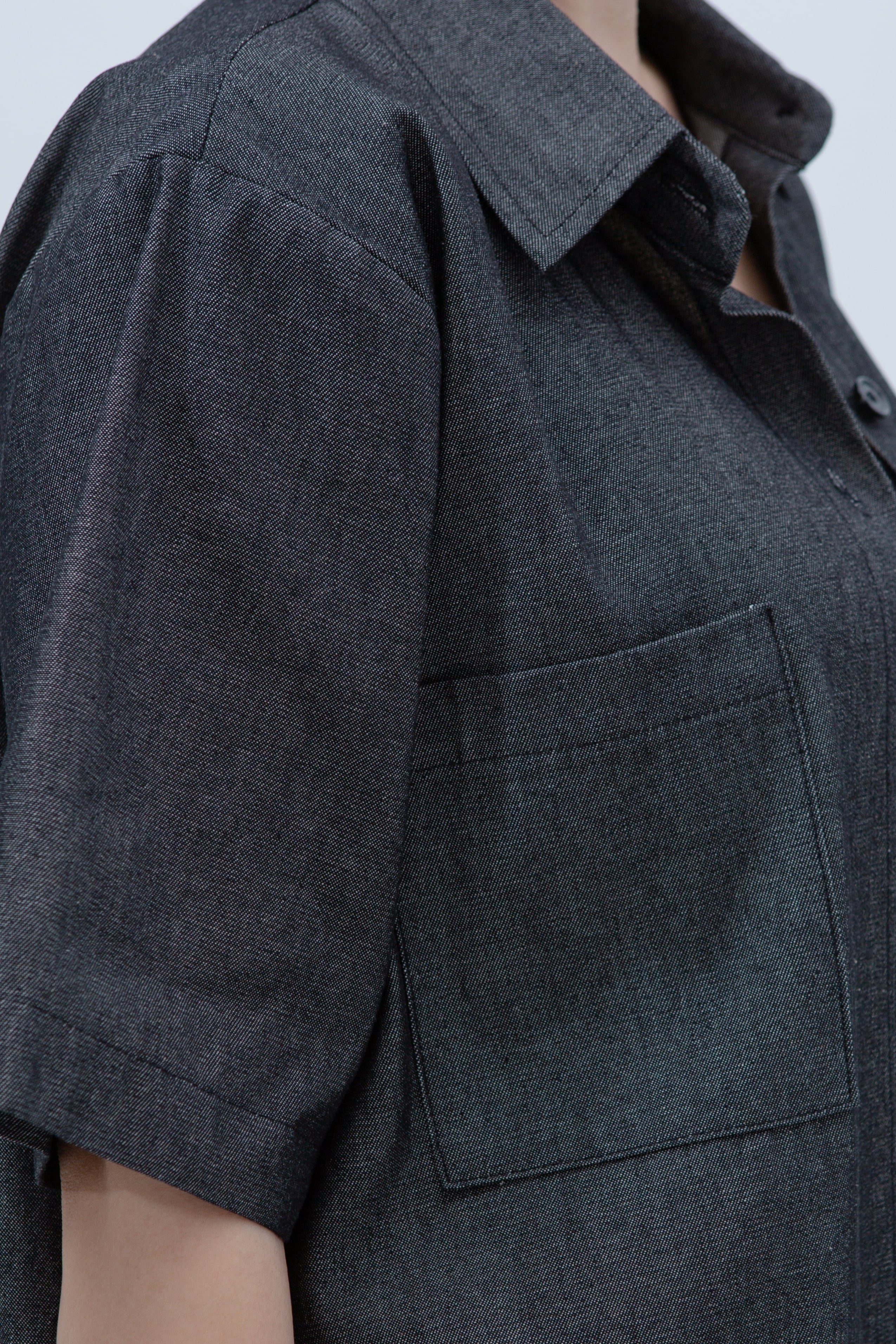 SAERO COLLECTIVE | Denim Short Sleeve Shirt | Black