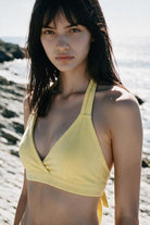HAI THE LABEL | Teddy Bear Sporty Open-Back Halter Bikini Top - Jellyboo Yellow