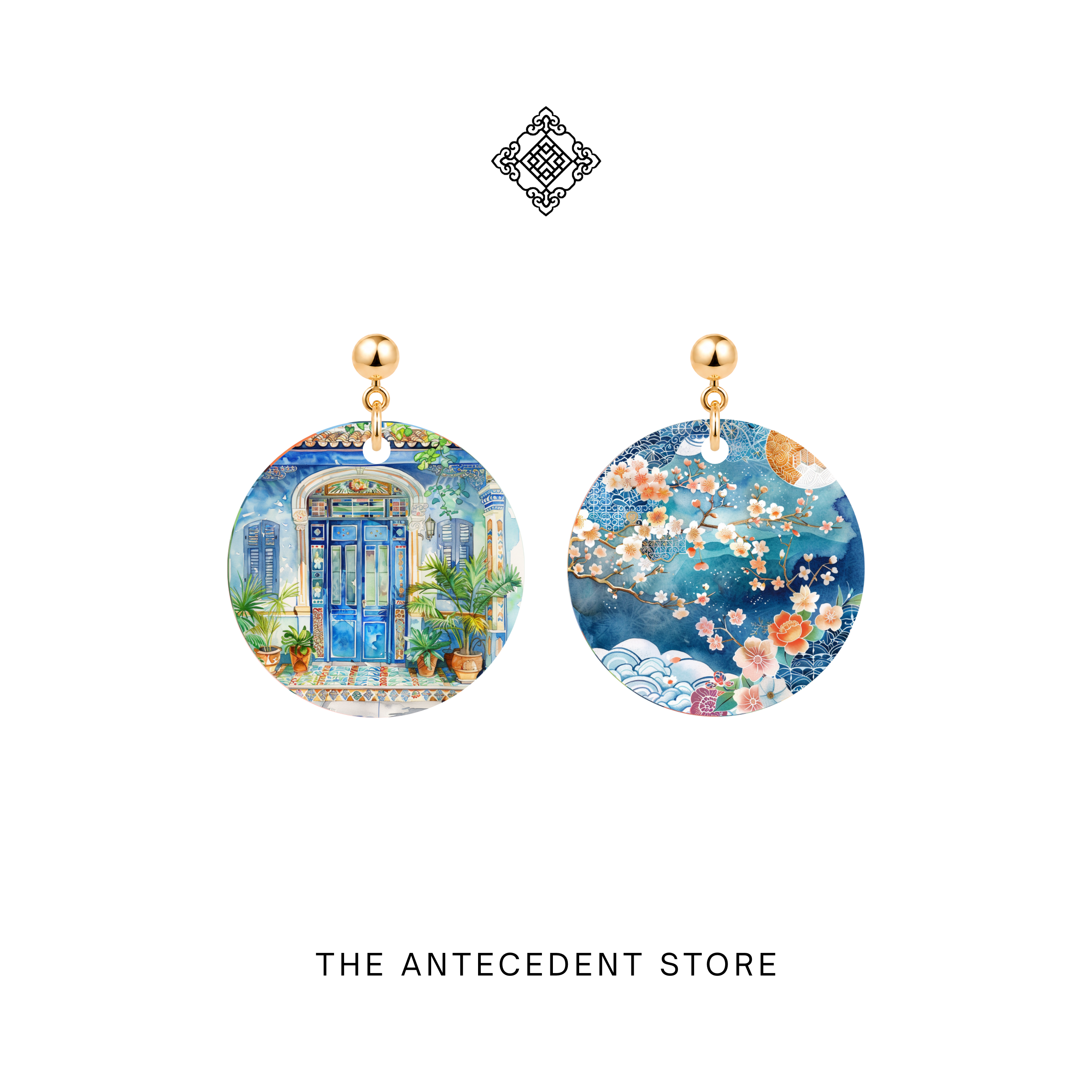 THE ANTECEDENT STORE | Asymmetrical Peranakan Shophouse Earrings