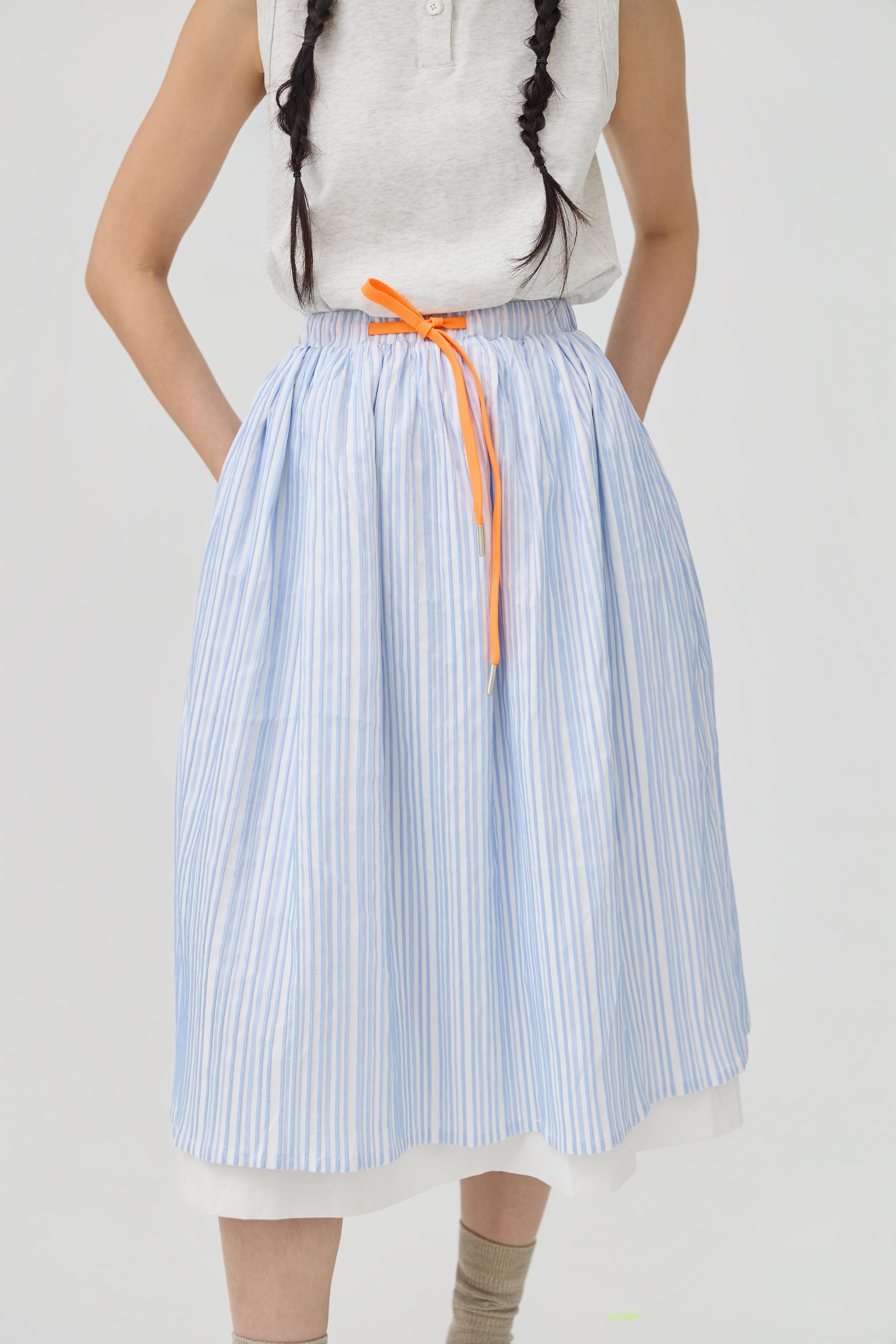 3EIGHTH | Futae Skirt In Blue Seersucker