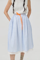 3EIGHTH | Futae Skirt In Blue Seersucker