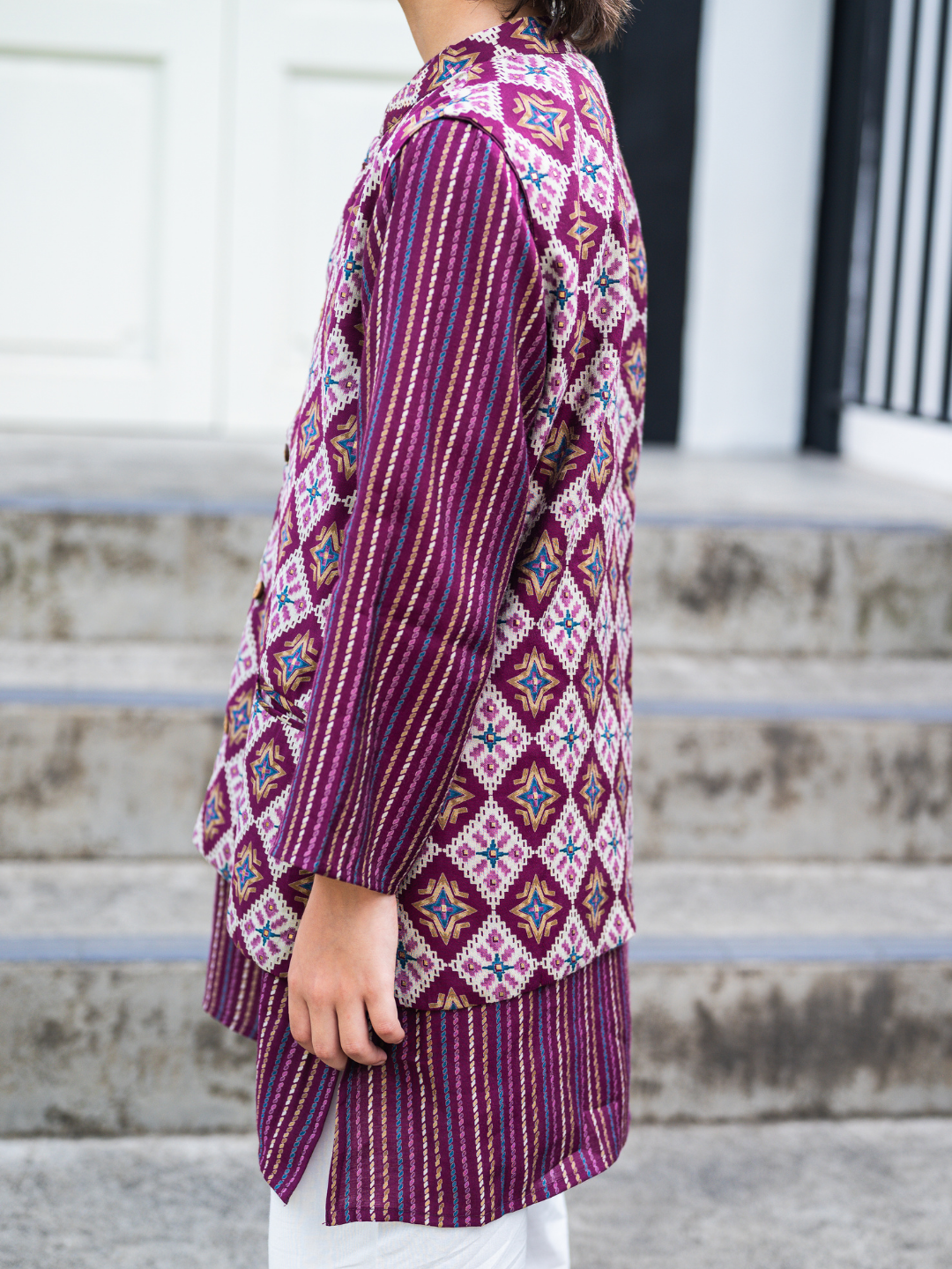 NIMBU | Tara Purple Boys Kurta Pajama Jacket in Muslin Cotton