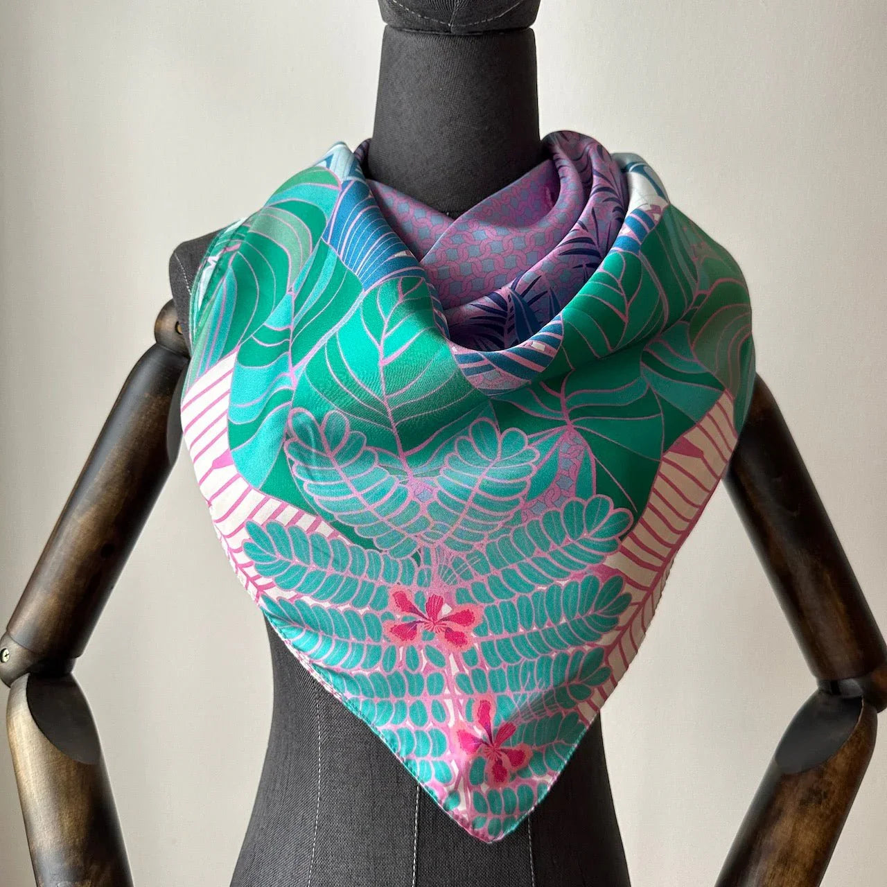 BINARY STYLE | Tropical Art Deco Silk Square Scarf 87x87cm