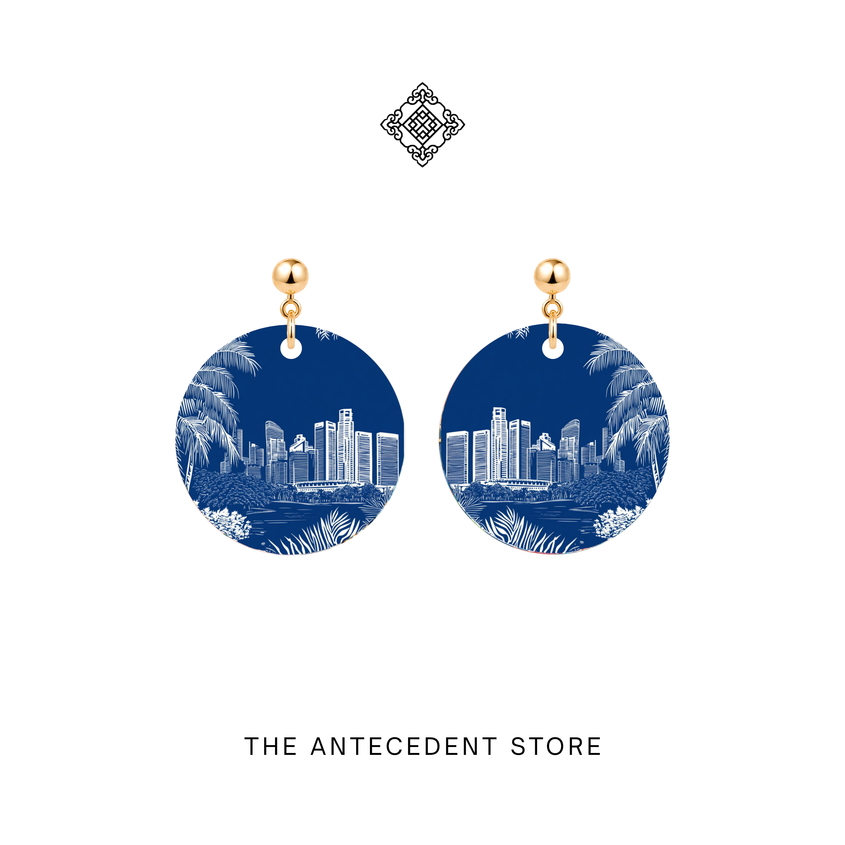 THE ANTECEDENT STORE | Singapore Skyline Earrings In Blue