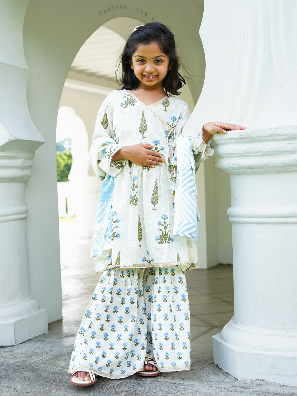 NIMBU | Shaheen Blue Angarkha Sharara