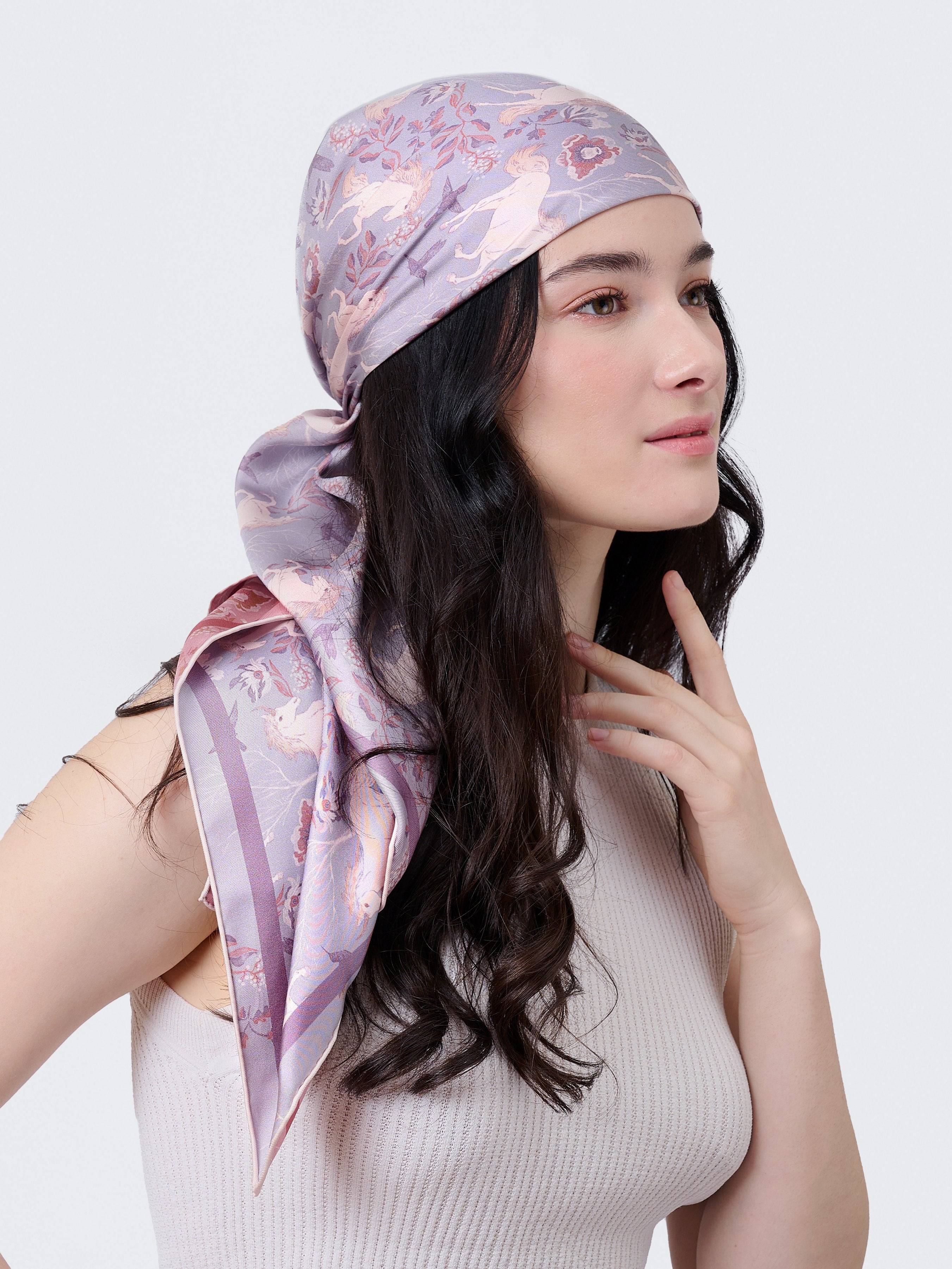 STUDIO QILING | Unicorn Spring Magic Double Side Silk Scarf 100