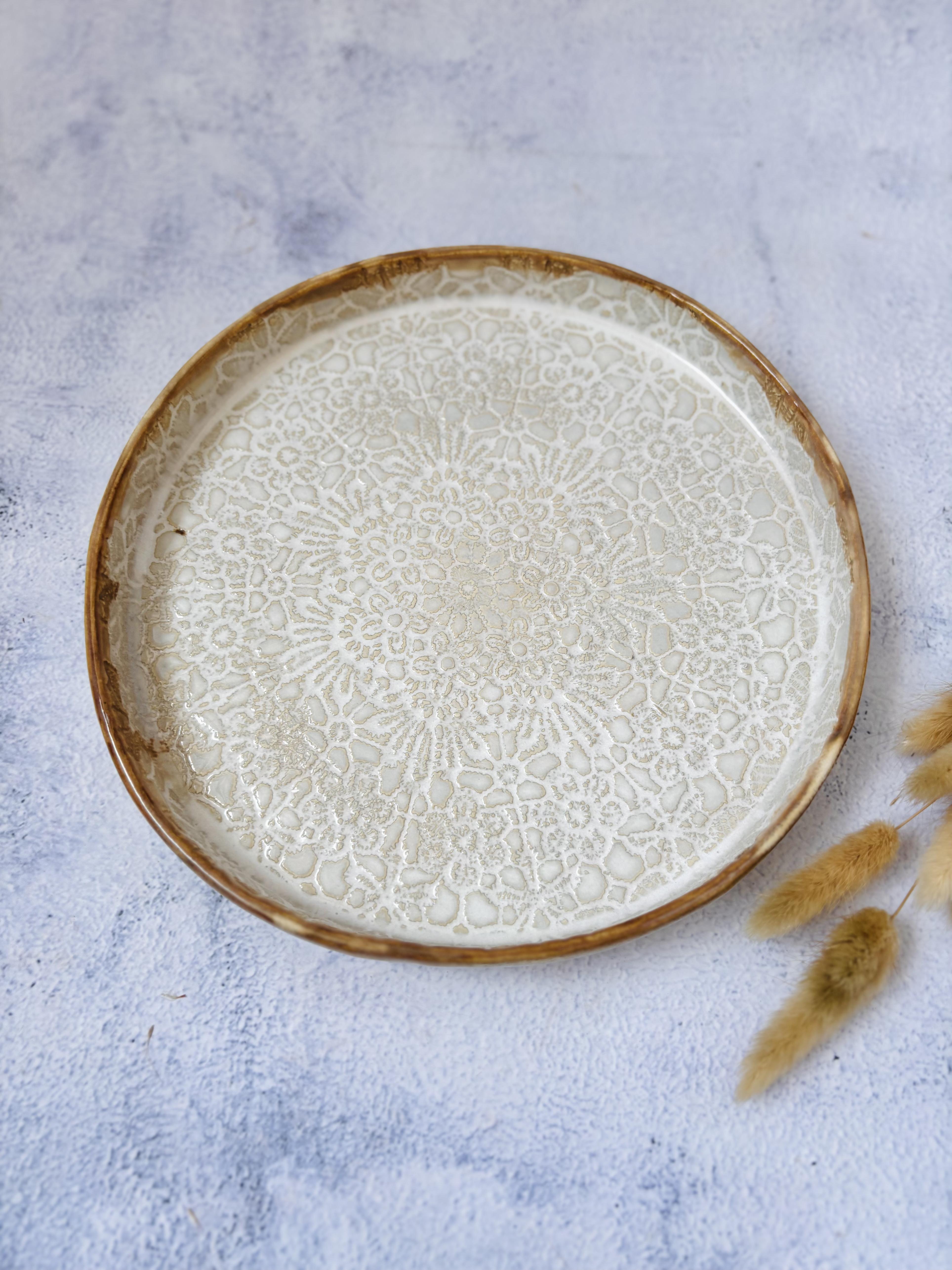 CERAMICS BY JAS | 28. Handmade Ceramic White Lace Platter - M