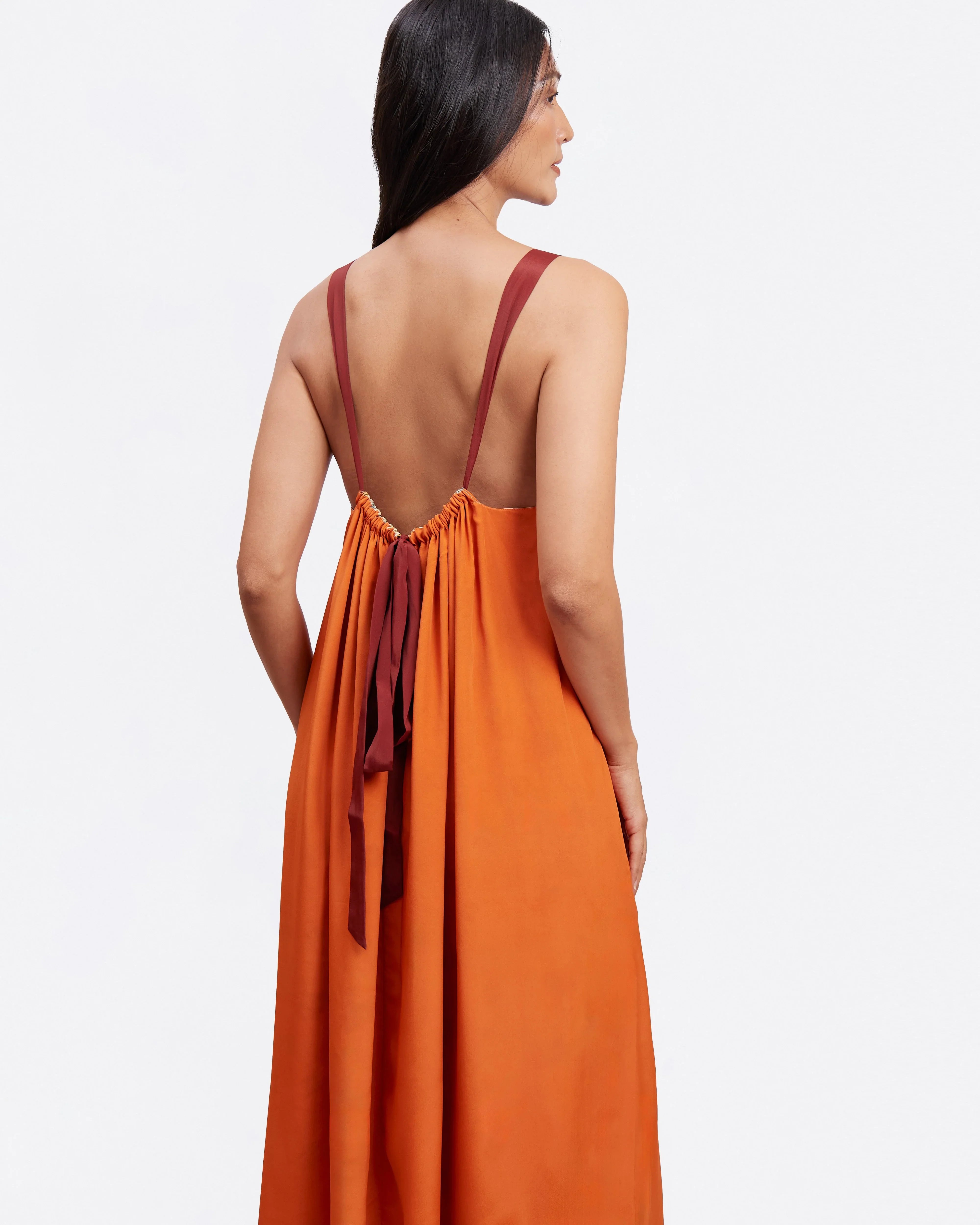 STUDIO QILING | Elephant Woods Reversible Silk Blend Maxi Dress