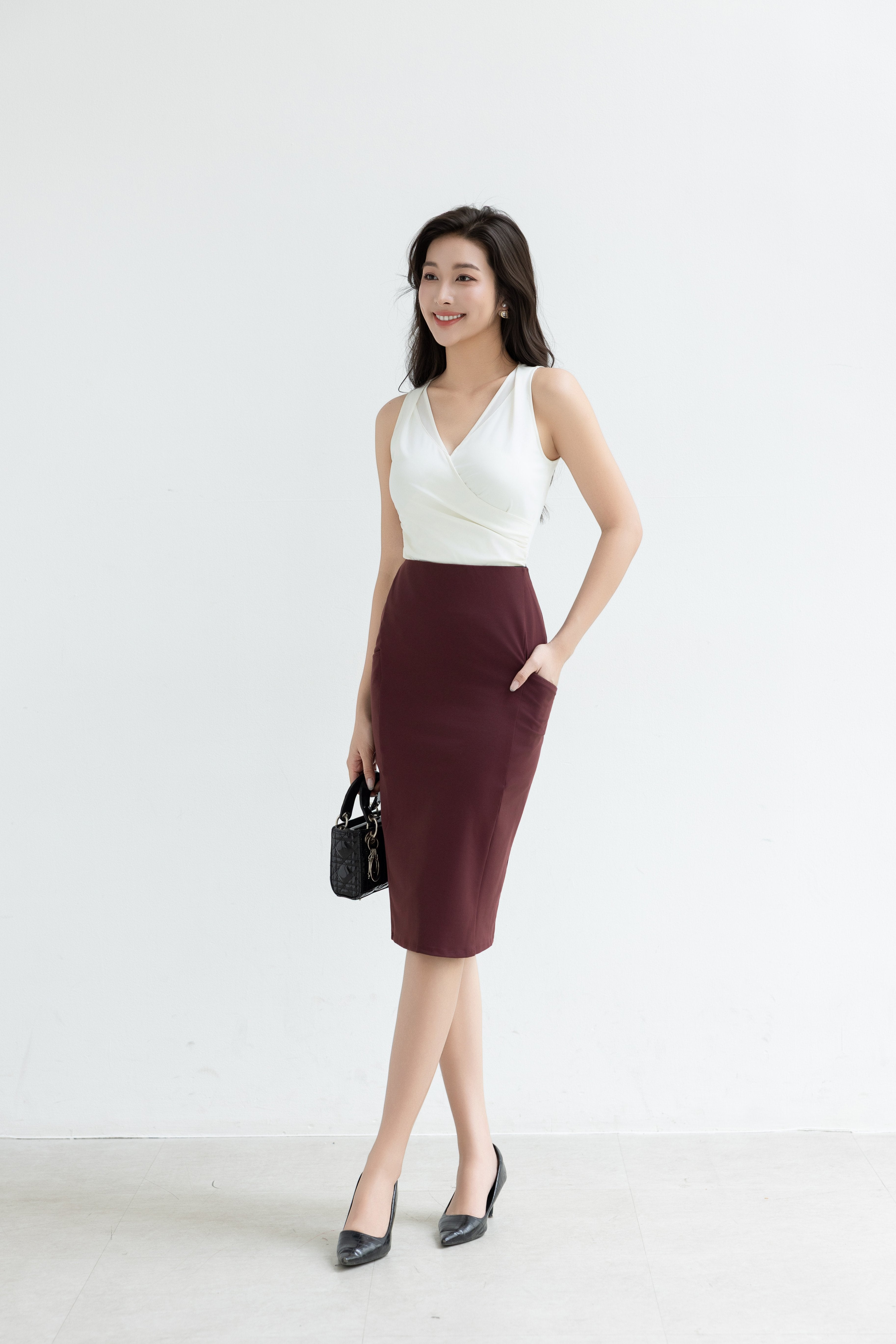 AS INTENDED | MAVE Pencil Skirt | Red Wine