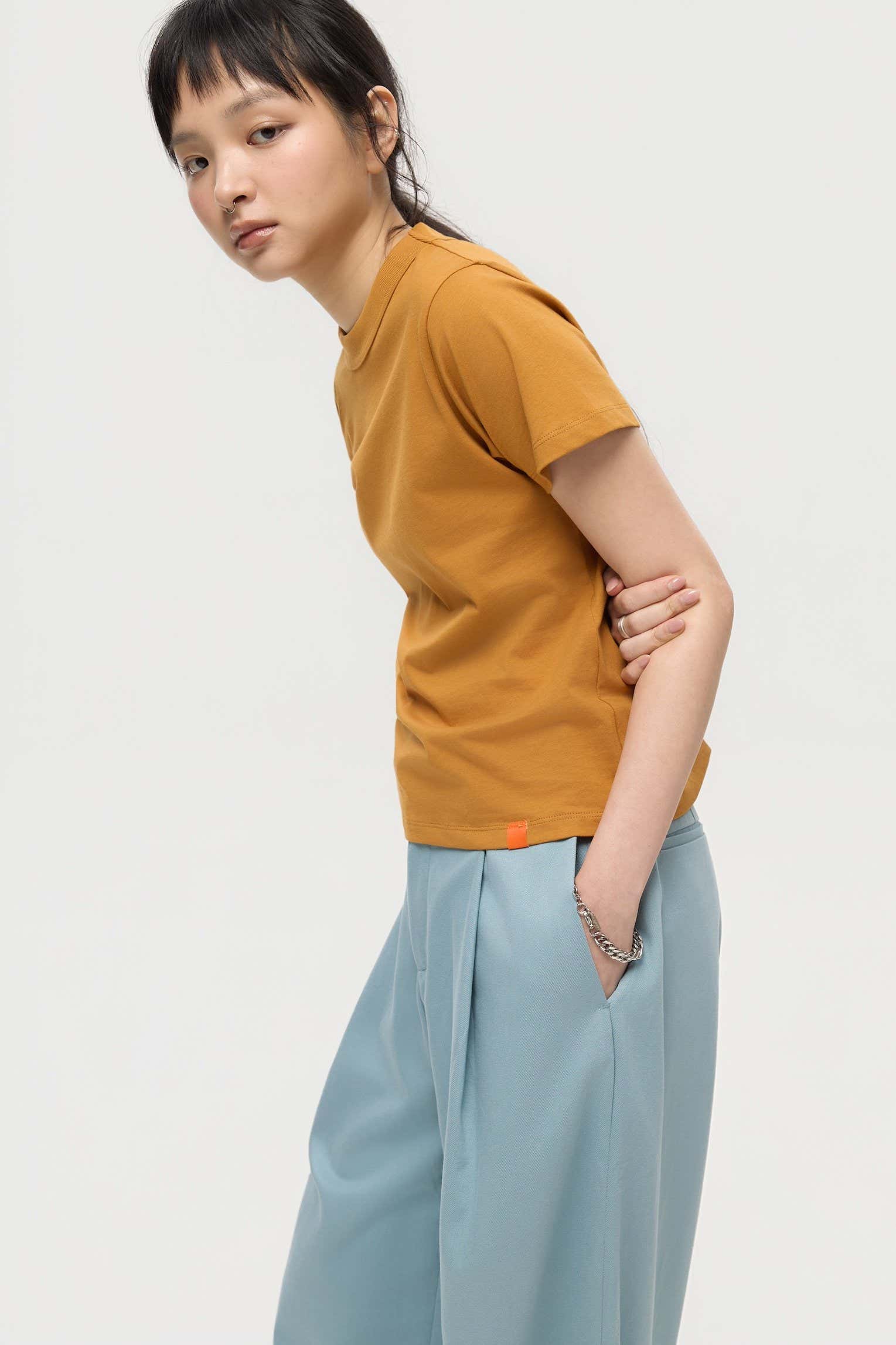 3EIGHTH | Mock Neck Tee in Caramel