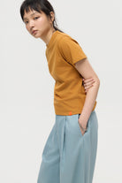 3EIGHTH | Mock Neck Tee in Caramel