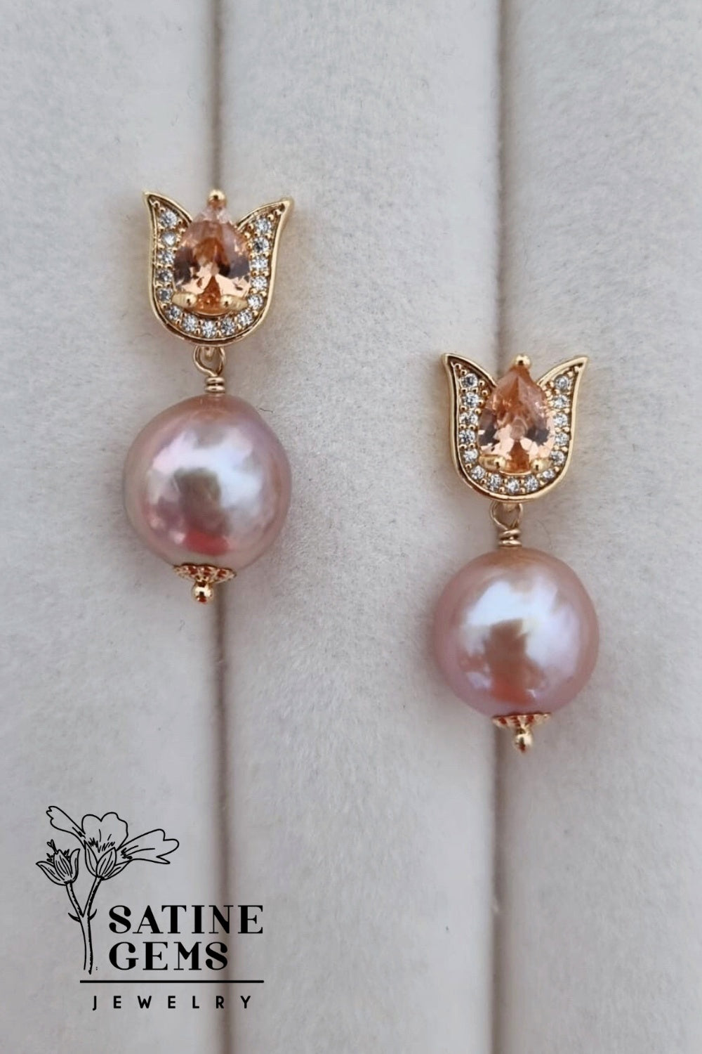 CREATIVE JEWELLERY STUDIO | Baroque Edison Pearls Ear Studs by Satine Gems Jewelry