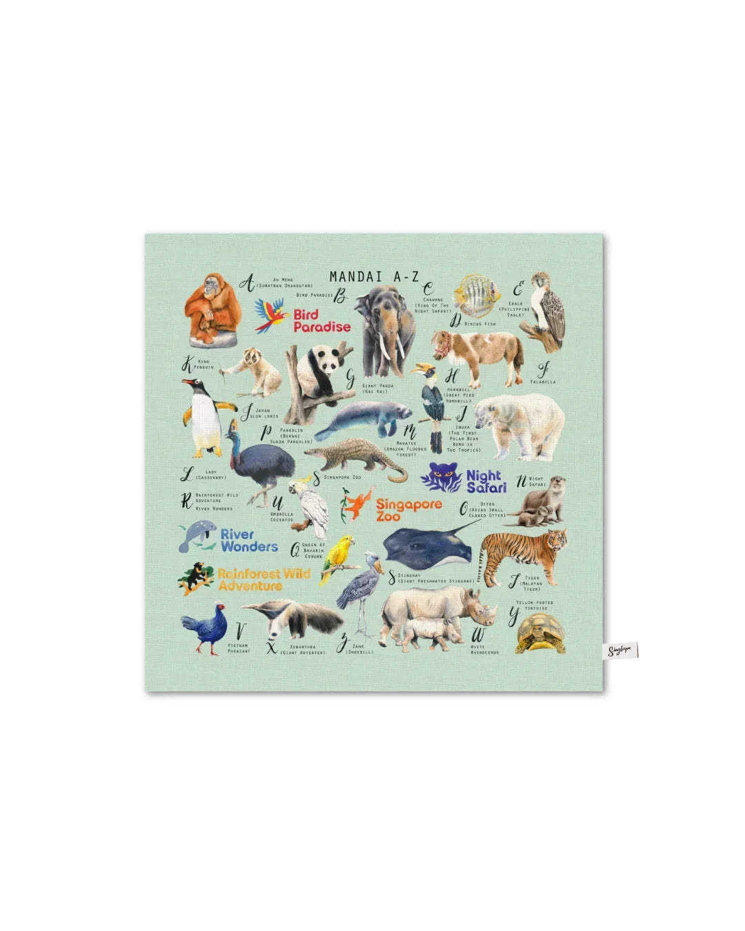 MANDAI WILDLIFE GROUP | MANDAI x SINGLAPA | A-Z Cushion Cover
