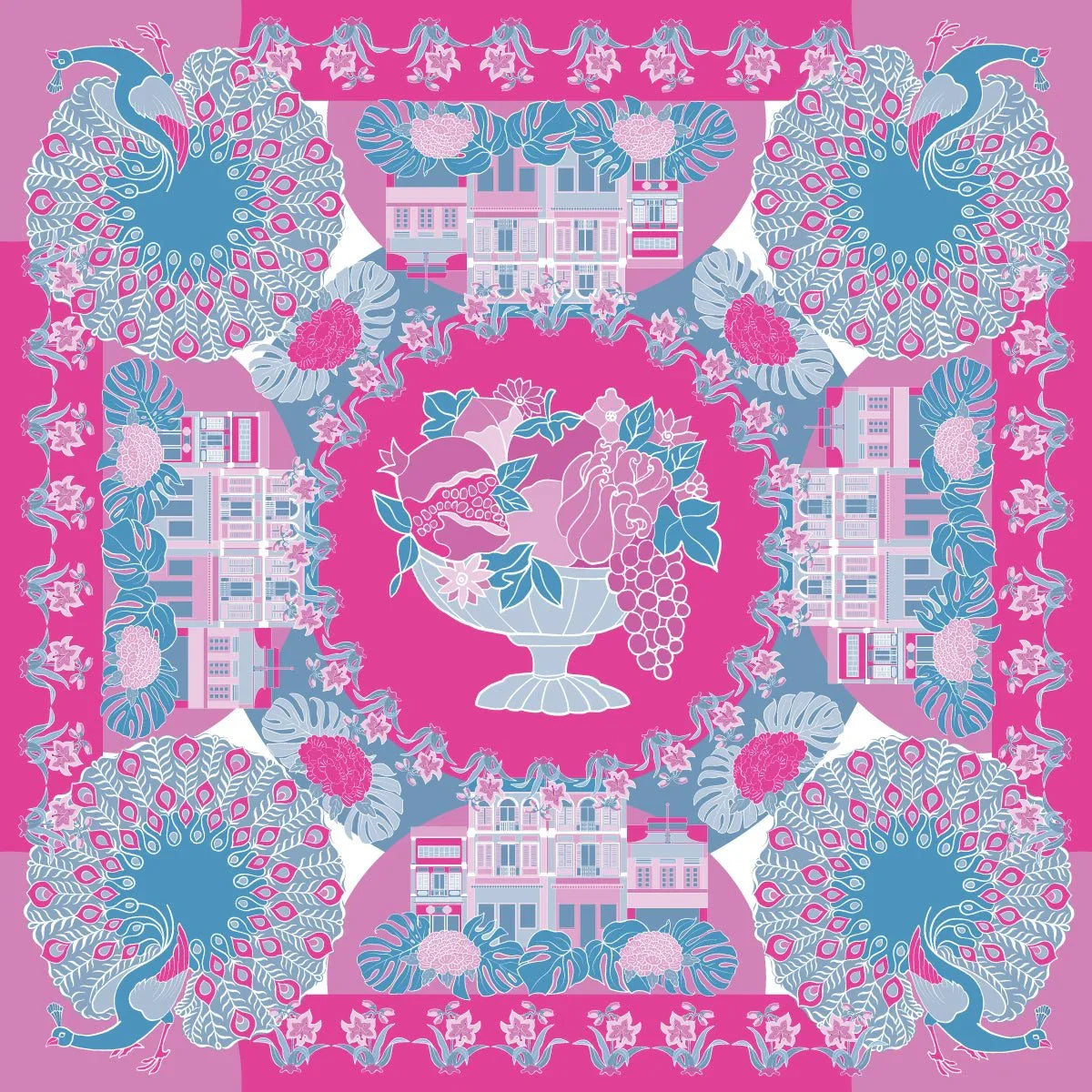 BINARY STYLE | Peranakan Epiphanies in Lilac 100% Premium Silk Scarf