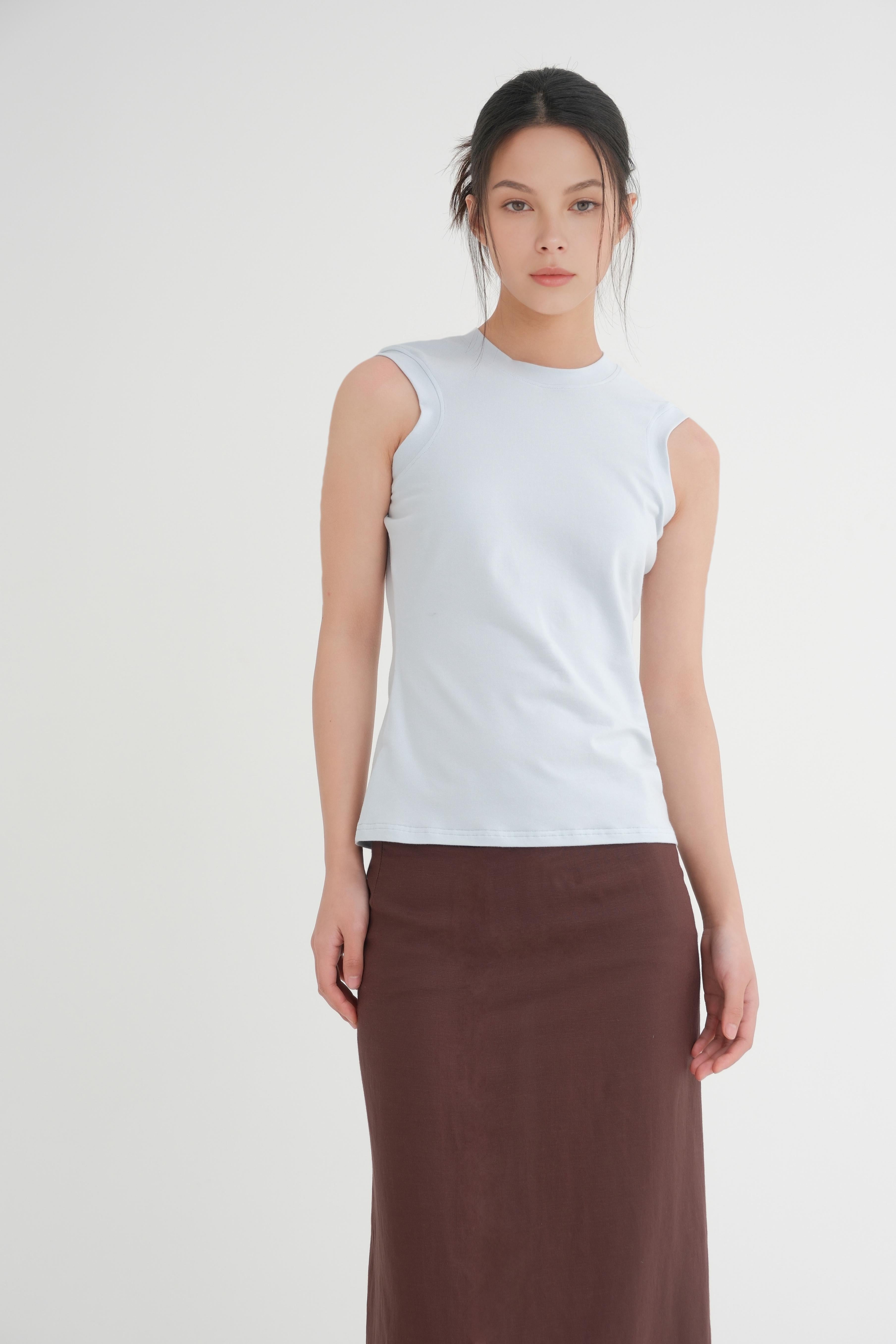 LAYERPLAN | Cotton Stretch Omra Crew Neck Tank Top