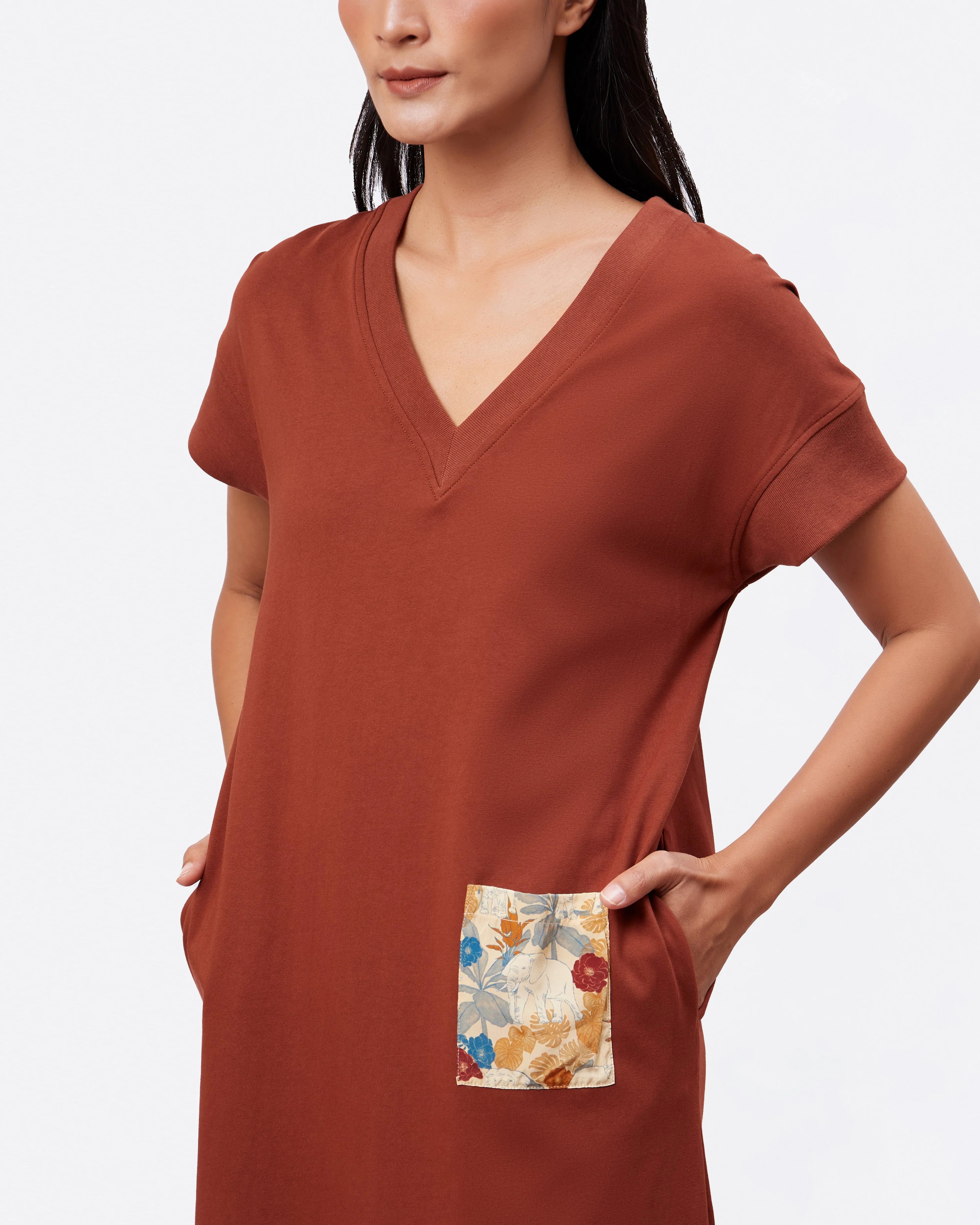 STUDIO QILING | Umber Cotton Jersey Maxi Dress