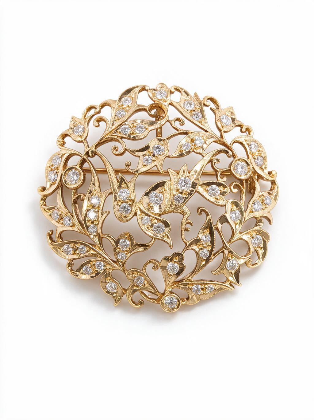 FOUNDATION JEWELLERS | 18K Yellow Gold Natural Diamond Pendant Brooch - PP101780