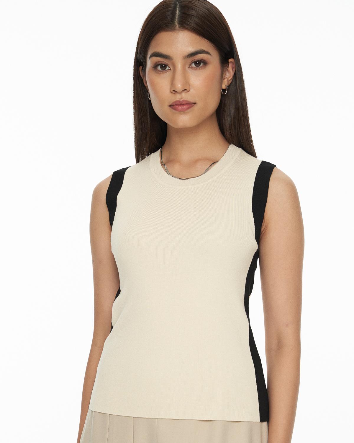 DRESSINGPAULA | 2-Tone Ribbed Knit Vest
