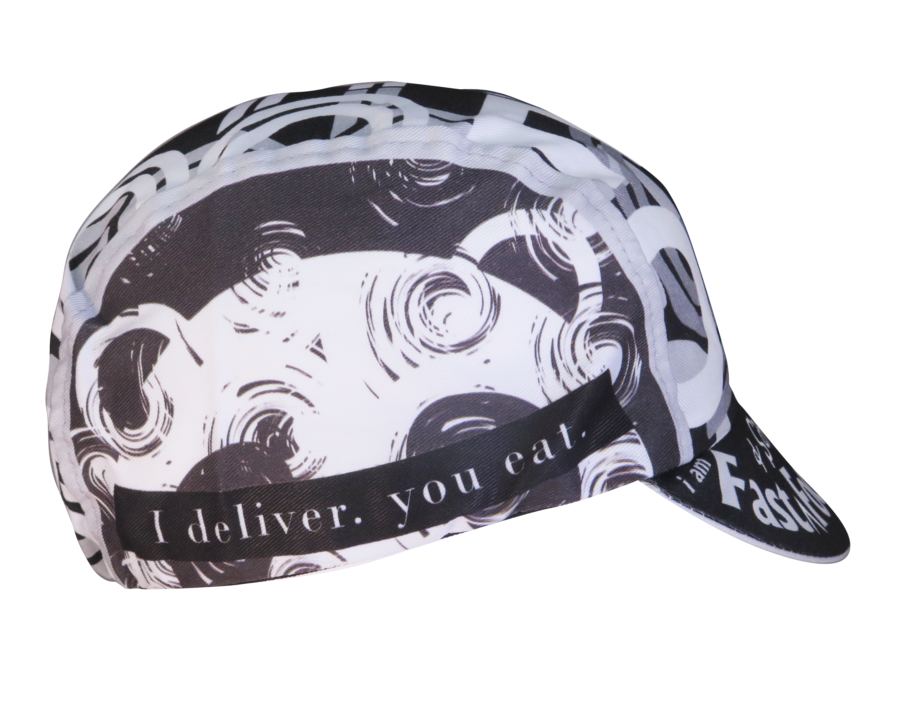 A DESIGN BY TAKACHYA | Cycling Cap - I Am Fast Food Rider (Greyscale)
