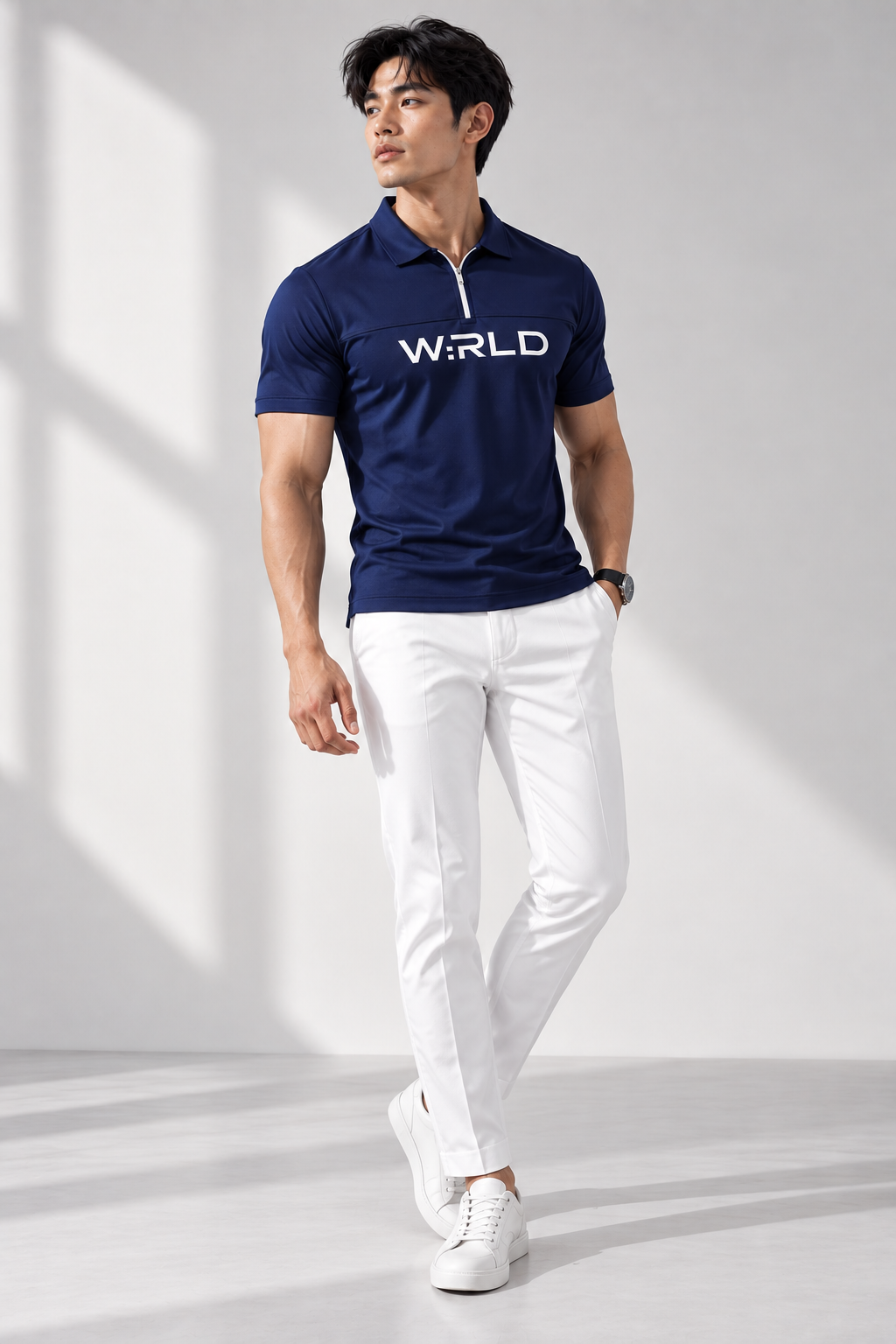 WRLD | LOGOIST ZIP POLO | BLUE