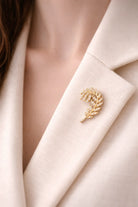 FOUNDATION JEWELLERS | 750 Y/G Peranakan Natural Diamond Pendant Brooch "Royal Feather" 6.57gm D53-0.48ct