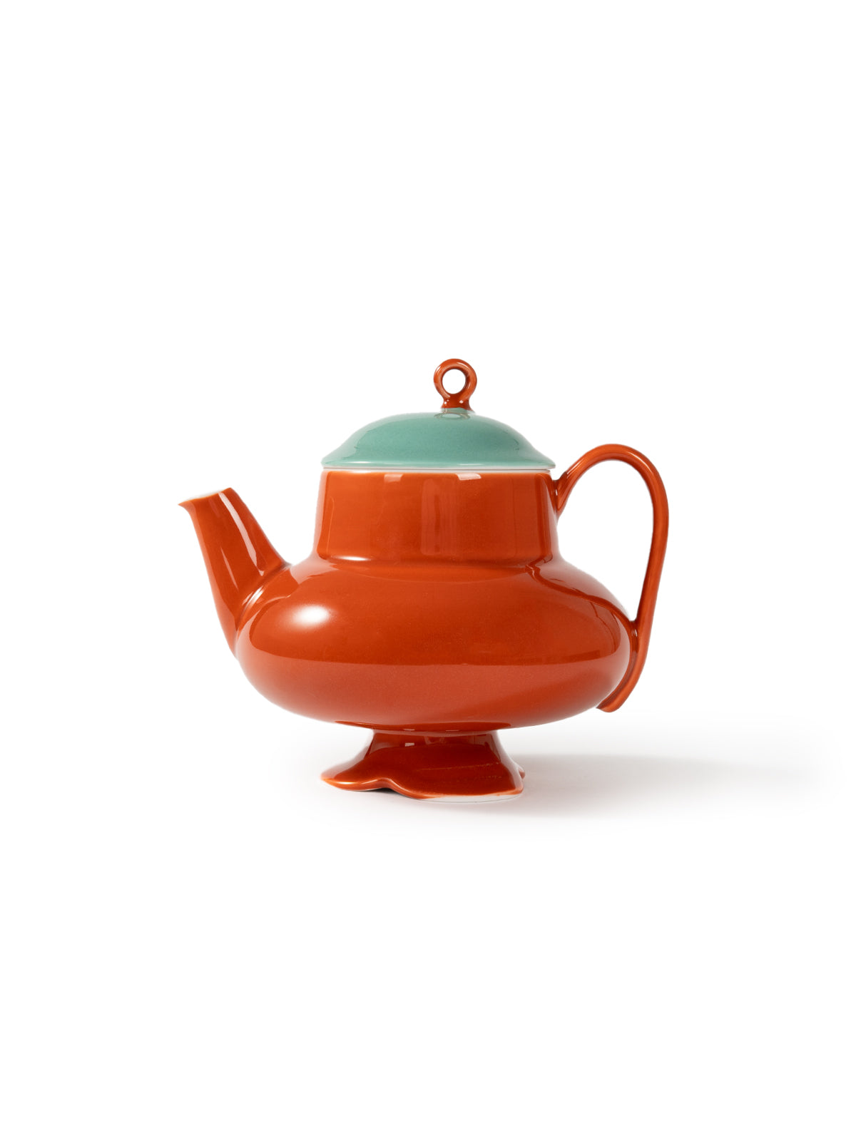 CRAFILAB | Brick Red & Turquoise Round Teapot
