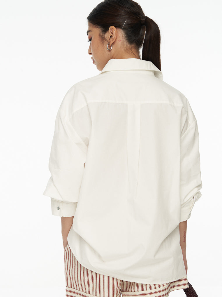 DRESSINGPAULA | Ruched Sleeve Cotton Shirt