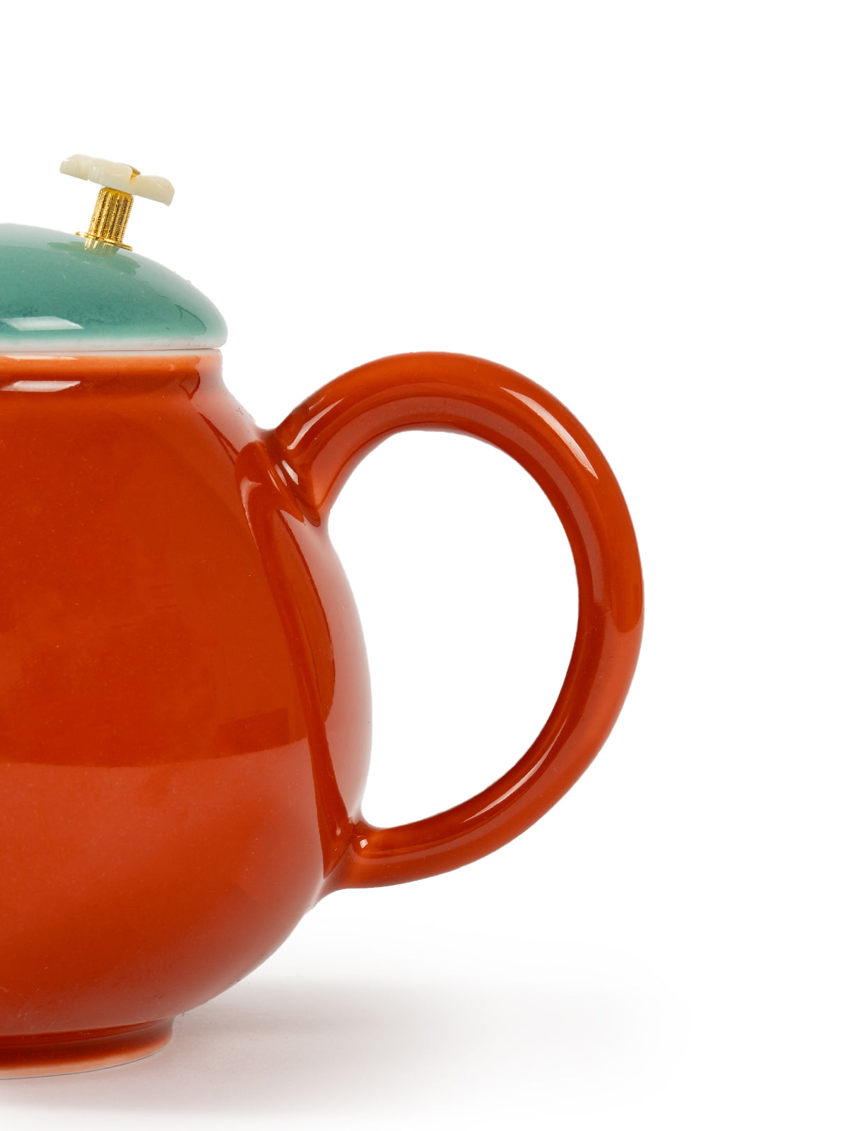 CRAFILAB | Brick Red & Turquoise Dragon Egg Teapot