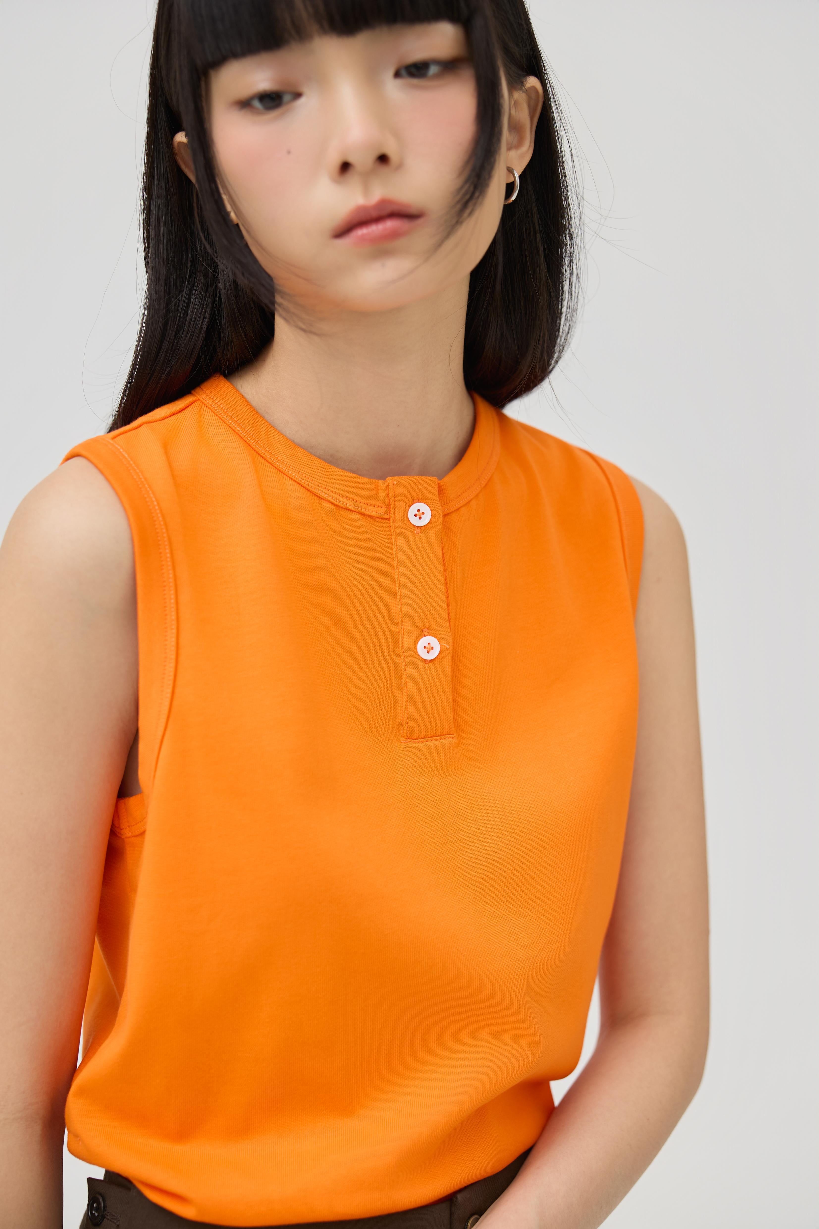 3EIGHTH | Musubi Henley Tank In Orange