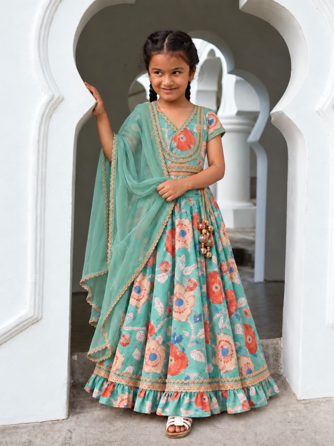 NIMBU | Aza Green Lehenga Choli Set With Dupatta