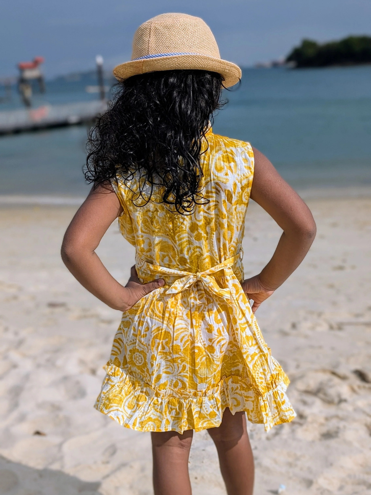 NIMBU | Kyra Girls Pintuck Dress in Nimbu Yellow