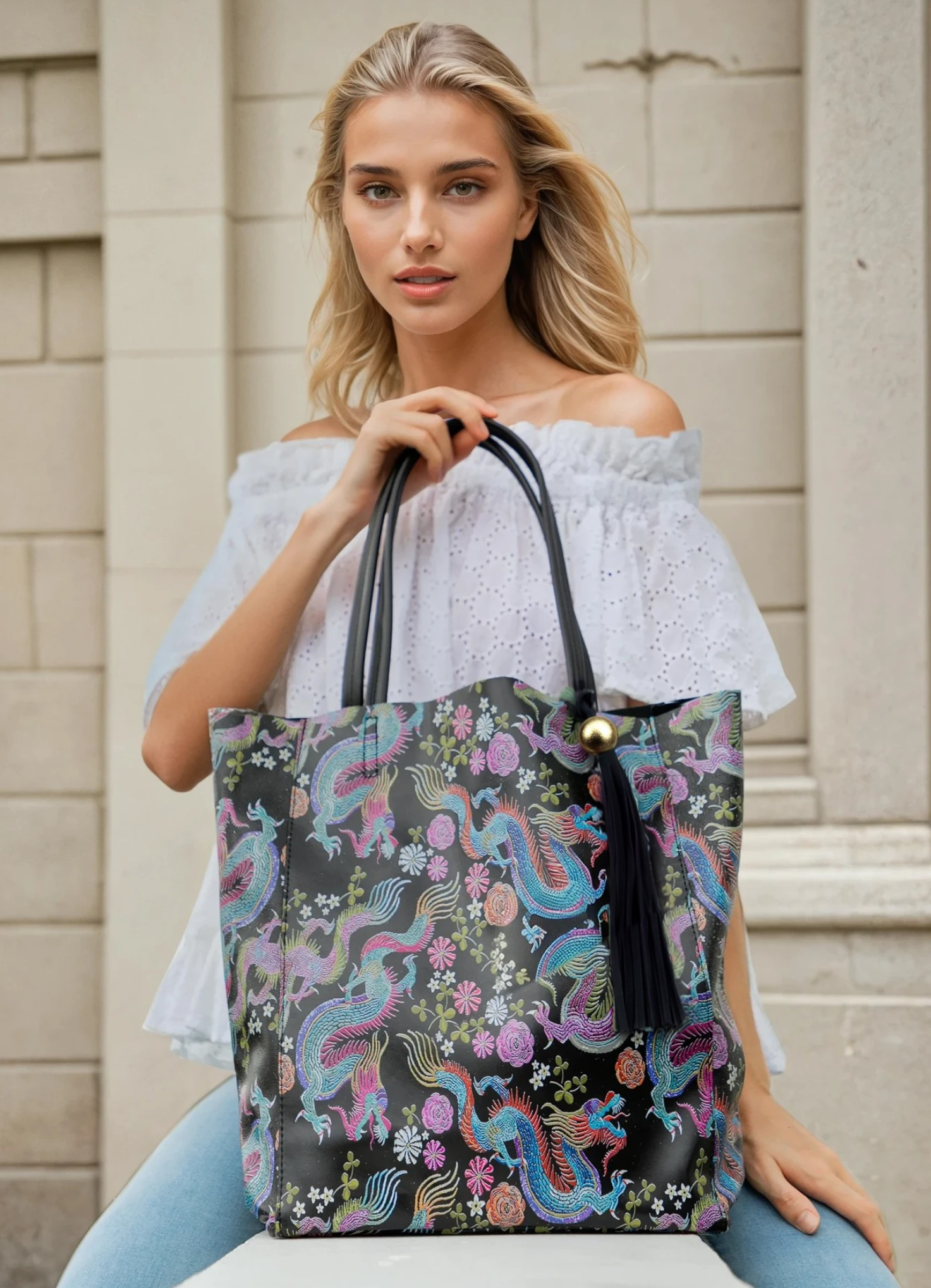 DESTI SAINT | Nzuri Annie Shopper | Dragon Print Leather