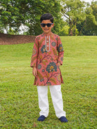 NIMBU | Zia Coral Gold Meadow Boys Kurta Pajama