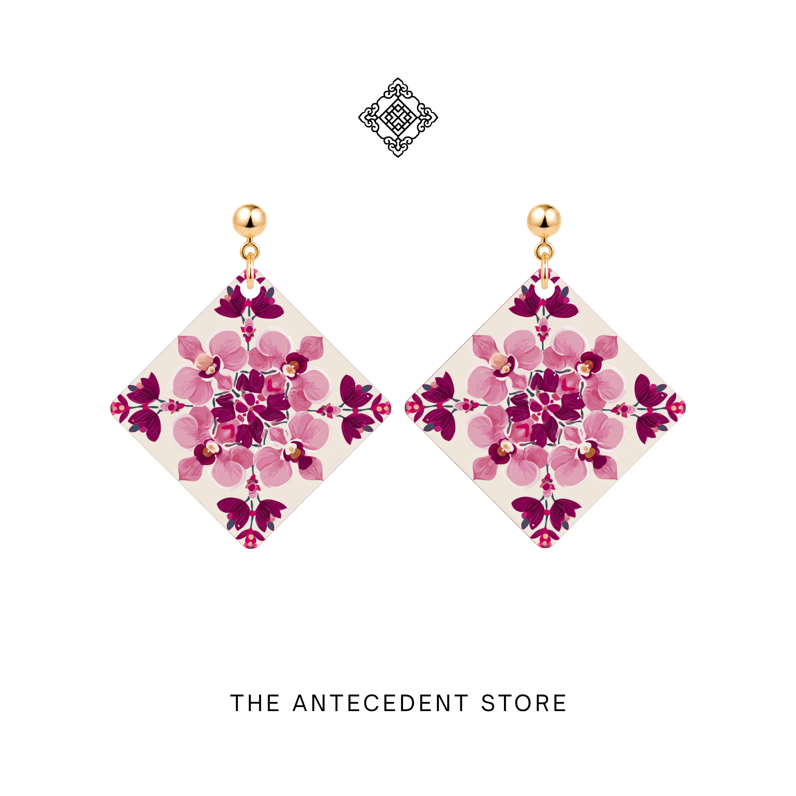 THE ANTECEDENT STORE | Orchid Tile Earrings In White Pink