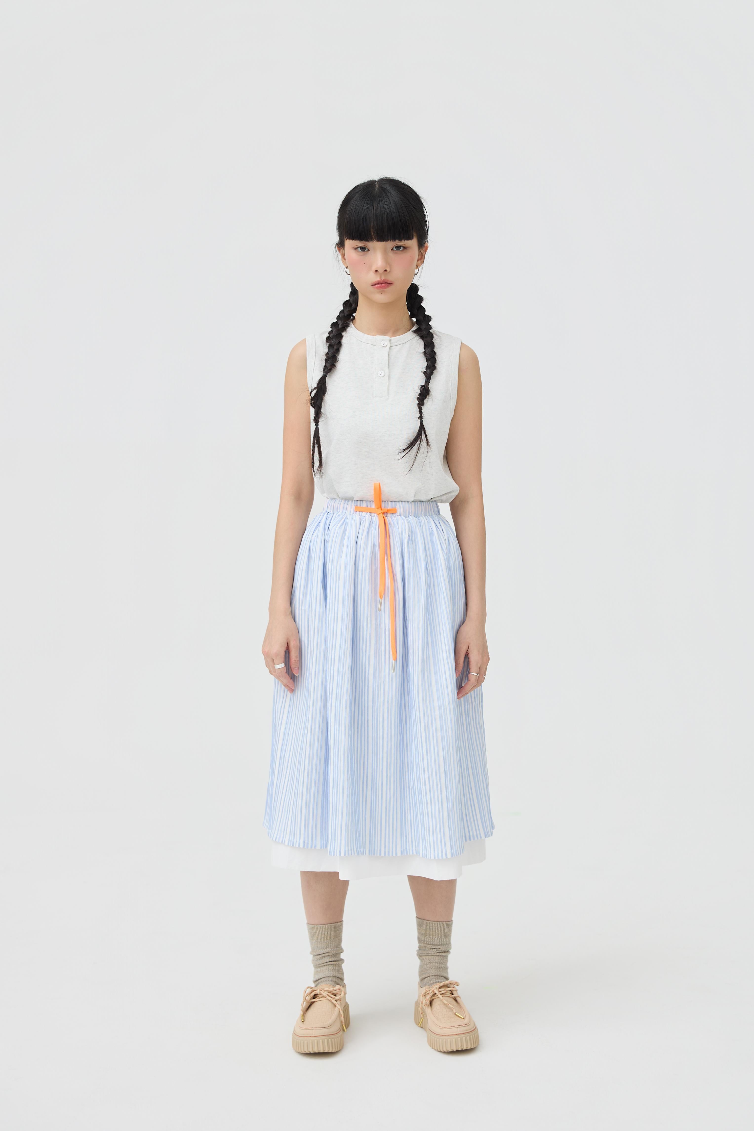 3EIGHTH | Futae Skirt In Blue Seersucker